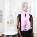Fashion, accesorii si bijuterii - Femei - Accesorii femei - Esarfe si fulare femei - Esarfa, de dama, Buticcochet, din poliester, imprimeu cu flori, 50x150 cm, Roz - ES1976 - Infinity.ro