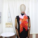 Fashion, accesorii si bijuterii - Femei - Accesorii femei - Esarfe si fulare femei - Esarfa, de dama, Buticcochet, din poliester, imprimeu cu flori, 50x160 cm, Rosu - ES1784 - Infinity.ro