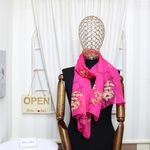 Fashion, accesorii si bijuterii - Femei - Accesorii femei - Esarfe si fulare femei - Esarfa, de dama, Buticcochet, din poliester, imprimeu cu flori si crengute, 50x150 cm, Fucsia - ES1953 - Infinity.ro