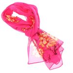 Fashion, accesorii si bijuterii - Femei - Accesorii femei - Esarfe si fulare femei - Esarfa, de dama, Buticcochet, din poliester, imprimeu cu flori si crengute, 50x150 cm, Fucsia - ES1953 - Infinity.ro