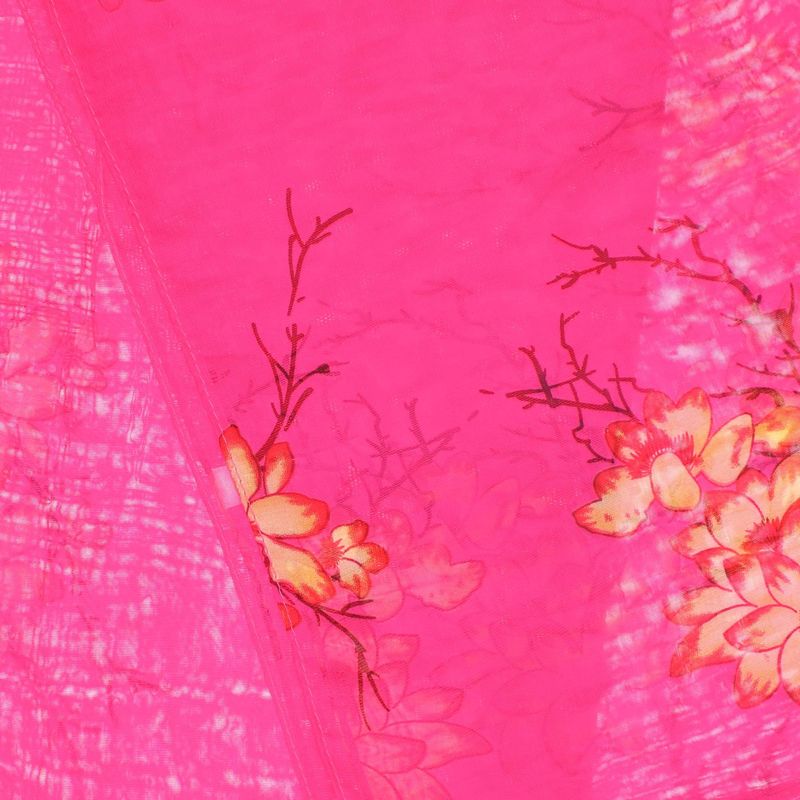 Fashion, accesorii si bijuterii - Femei - Accesorii femei - Esarfe si fulare femei - Esarfa, de dama, Buticcochet, din poliester, imprimeu cu flori si crengute, 50x150 cm, Fucsia - ES1953 - Infinity.ro