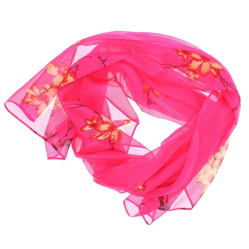 Fashion, accesorii si bijuterii - Femei - Accesorii femei - Esarfe si fulare femei - Esarfa, de dama, Buticcochet, din poliester, imprimeu cu flori si crengute, 50x150 cm, Fucsia - ES1953 - Infinity.ro