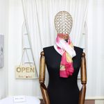 Fashion, accesorii si bijuterii - Femei - Accesorii femei - Esarfe si fulare femei - Esarfa, de dama, Buticcochet, din poliester, imprimeu cu frunze, 50x150 cm, Roz - ES1943 - Infinity.ro