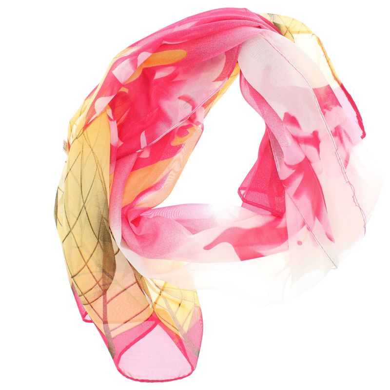 Fashion, accesorii si bijuterii - Femei - Accesorii femei - Esarfe si fulare femei - Esarfa, de dama, Buticcochet, din poliester, imprimeu cu frunze, 50x150 cm, Roz - ES1943 - Infinity.ro
