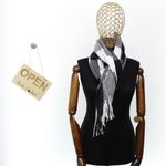 Fashion, accesorii si bijuterii - Femei - Accesorii femei - Esarfe si fulare femei - Esarfa, de dama, Buticcochet, Casmir, cu franjuri, model cu patrate, 70x170 cm, Negru - ES2868 - Infinity.ro