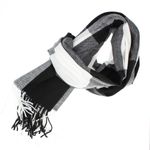 Fashion, accesorii si bijuterii - Femei - Accesorii femei - Esarfe si fulare femei - Esarfa, de dama, Buticcochet, Casmir, cu franjuri, model cu patrate, 70x170 cm, Negru - ES2868 - Infinity.ro