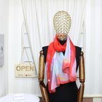 Fashion, accesorii si bijuterii - Femei - Accesorii femei - Esarfe si fulare femei - Esarfa, de dama, Buticcochet, din poliester, imprimeu cu crini, 50x150 cm, Rosu - ES1941 - Infinity.ro
