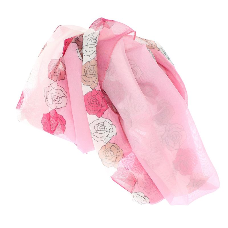 Fashion, accesorii si bijuterii - Femei - Accesorii femei - Esarfe si fulare femei - Esarfa, de dama, Buticcochet, din poliester, imprimeu cu trandafiri, 50x150 cm, Roz - ES1950 - Infinity.ro