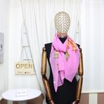 Fashion, accesorii si bijuterii - Femei - Accesorii femei - Esarfe si fulare femei - Esarfa, de dama, Buticcochet, din poliester, imprimeu cu frunze, 50x160 cm, Roz - ES1794 - Infinity.ro