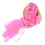 Fashion, accesorii si bijuterii - Femei - Accesorii femei - Esarfe si fulare femei - Esarfa, de dama, Buticcochet, din poliester, imprimeu cu frunze, 50x160 cm, Roz - ES1794 - Infinity.ro