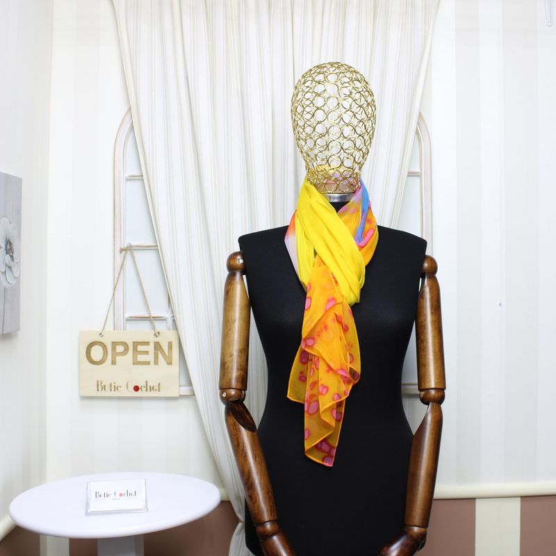 Fashion, accesorii si bijuterii - Femei - Accesorii femei - Esarfe si fulare femei - Esarfa, de dama, Buticcochet, din poliester, imprimeu cu flori, 50x160 cm, Multicolor - ES1788 - Infinity.ro