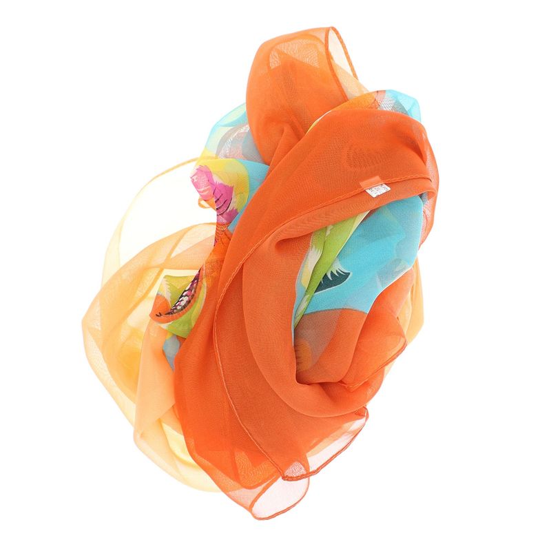Fashion, accesorii si bijuterii - Femei - Accesorii femei - Esarfe si fulare femei - Esarfa, de dama, Buticcochet, din poliester, imprimeu fluturi, 50x160 cm, Portocaliu - ES1782 - Infinity.ro
