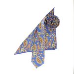 Fashion, accesorii si bijuterii - Barbati - Accesorii barbati - Cravate si papioane barbati - Set cravata si batista, Buticcochet, din material sintetic, 148 x 6 cm, model stilizat, Albastru electric - SETC206 - Infinity.ro