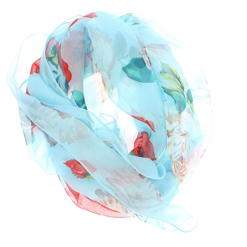 Fashion, accesorii si bijuterii - Femei - Accesorii femei - Esarfe si fulare femei - Esarfa, de dama, Buticcochet, din poliester, cu imprimeu floral, 50x160 cm, Albastru - ES1767 - Infinity.ro
