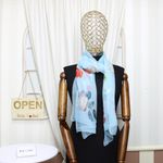 Fashion, accesorii si bijuterii - Femei - Accesorii femei - Esarfe si fulare femei - Esarfa, de dama, Buticcochet, din poliester, cu imprimeu floral, 50x160 cm, Albastru - ES1767 - Infinity.ro