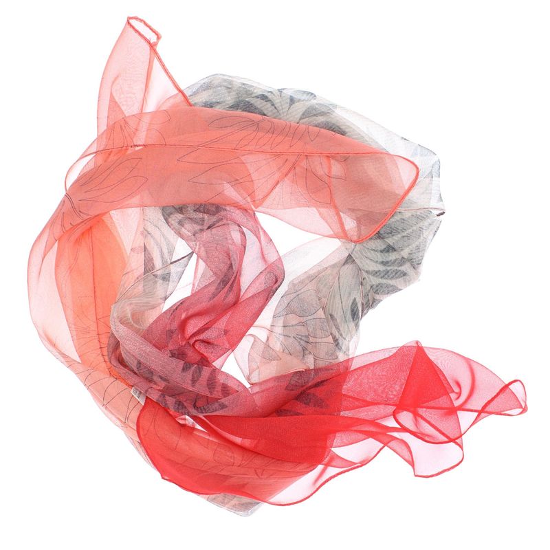 Fashion, accesorii si bijuterii - Femei - Accesorii femei - Esarfe si fulare femei - Esarfa, de dama, Buticcochet, din poliester, imprimeu cu frunze, 50x160 cm, Corai - ES1770 - Infinity.ro