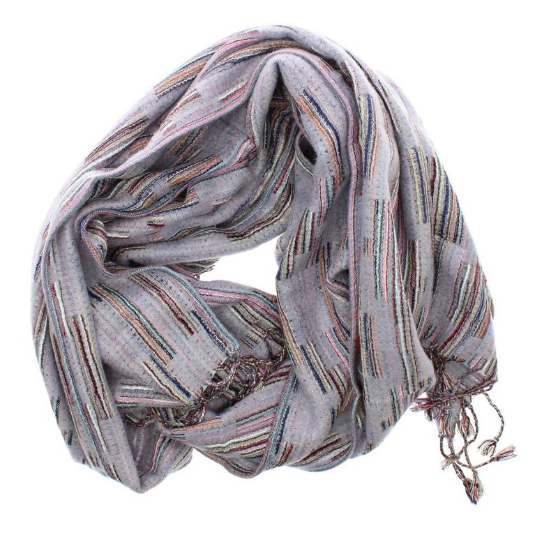 Fashion, accesorii si bijuterii - Femei - Accesorii femei - Esarfe si fulare femei - Esarfa, de dama, Buticcochet, lana, cu franjuri, model stilizat, 70x180 cm, Lila - ES1759 - Infinity.ro