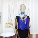 Fashion, accesorii si bijuterii - Femei - Accesorii femei - Esarfe si fulare femei - Esarfa, de dama, Buticcochet, din poliester, imprimeu fluturi, 50x160 cm, Albastru - ES1780 - Infinity.ro