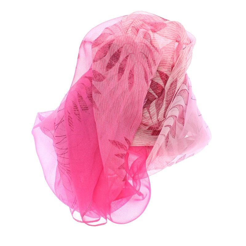 Fashion, accesorii si bijuterii - Femei - Accesorii femei - Esarfe si fulare femei - Esarfa, de dama, Buticcochet, din poliester, imprimeu cu frunze, 50x160 cm, Roz -  ES1769 - Infinity.ro