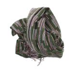 Fashion, accesorii si bijuterii - Femei - Accesorii femei - Esarfe si fulare femei - Esarfa, de dama, Buticcochet, lana, cu franjuri, model stilizat, 70x180 cm, Verde - ES1761 - Infinity.ro