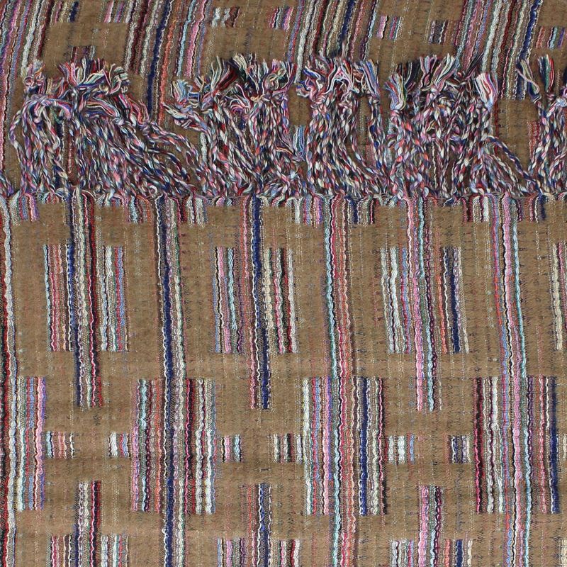 Fashion, accesorii si bijuterii - Femei - Accesorii femei - Esarfe si fulare femei - Esarfa, de dama, Buticcochet, lana, cu franjuri, model stilizat, 70x180 cm, Maro - ES1760 - Infinity.ro