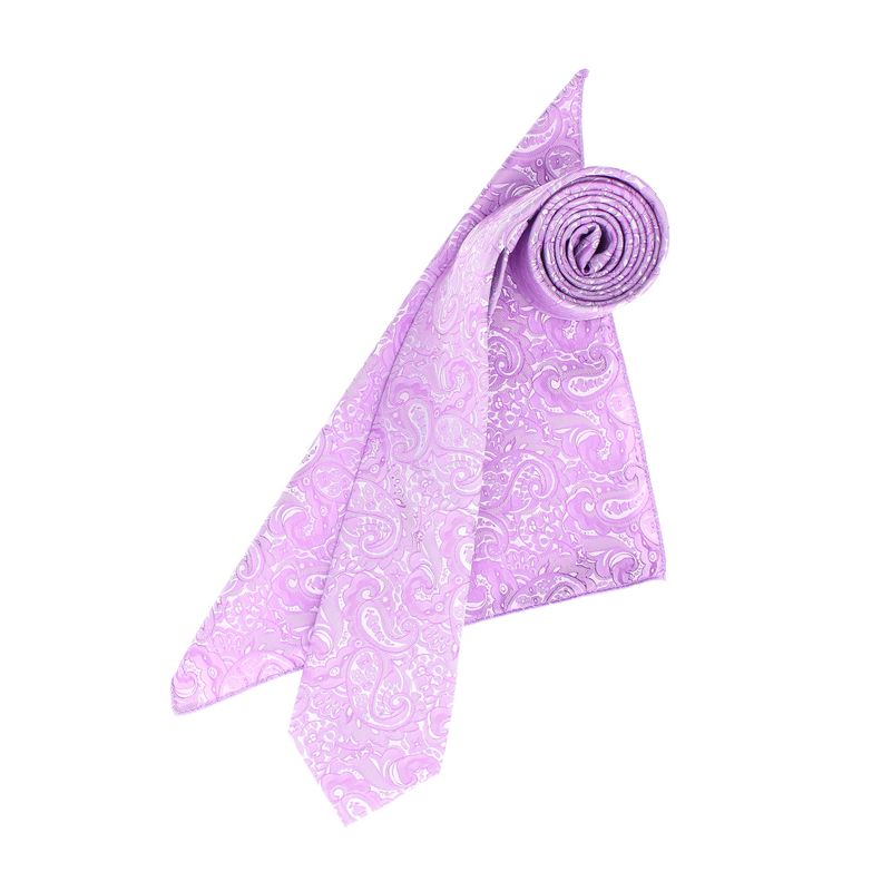 Fashion, accesorii si bijuterii - Barbati - Accesorii barbati - Cravate si papioane barbati - Set cravata si batista, Buticcochet, din material sintetic, 148 x 6 cm, model stilizat, Mov - SETC203 - Infinity.ro