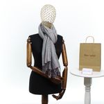 Fashion, accesorii si bijuterii - Femei - Accesorii femei - Esarfe si fulare femei - Esarfa, de dama, Buticcochet, lana, cu franjuri, model stilizat, 70x180 cm, Bleu - ES1758 - Infinity.ro