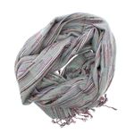 Fashion, accesorii si bijuterii - Femei - Accesorii femei - Esarfe si fulare femei - Esarfa, de dama, Buticcochet, lana, cu franjuri, model stilizat, 70x180 cm, Bleu - ES1758 - Infinity.ro