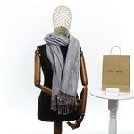 Fashion, accesorii si bijuterii - Femei - Accesorii femei - Esarfe si fulare femei - Esarfa, de dama, Buticcochet, lana, cu franjuri, model stilizat, 70x180 cm, Bleu - ES1758 - Infinity.ro