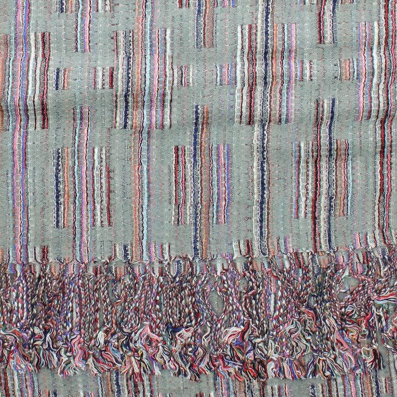 Fashion, accesorii si bijuterii - Femei - Accesorii femei - Esarfe si fulare femei - Esarfa, de dama, Buticcochet, lana, cu franjuri, model stilizat, 70x180 cm, Bleu - ES1758 - Infinity.ro