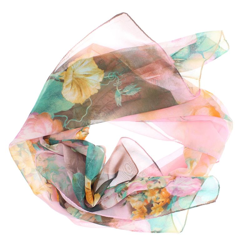 Fashion, accesorii si bijuterii - Femei - Accesorii femei - Esarfe si fulare femei - Esarfa, de dama, Buticcochet, din poliester, cu imprimeu floral, 50x160 cm, Roz pal - ES1706 - Infinity.ro