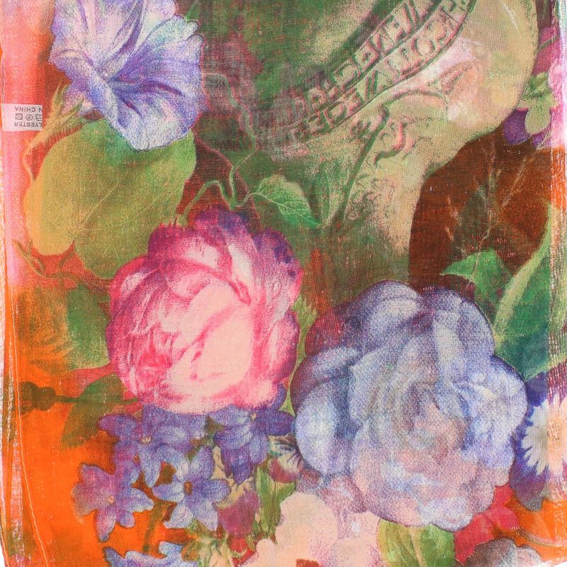 Fashion, accesorii si bijuterii - Femei - Accesorii femei - Esarfe si fulare femei - Esarfa, de dama, Buticcochet, din poliester, cu imprimeu floral, 50x160 cm, Portocaliu - ES1705 - Infinity.ro