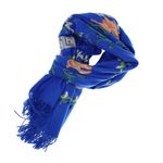 Fashion, accesorii si bijuterii - Femei - Accesorii femei - Esarfe si fulare femei - Esarfa, de dama, Buticcochet, Casmir, cu model ren brodat, 70x180 cm, Albastru - ES1528 - Infinity.ro