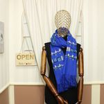 Fashion, accesorii si bijuterii - Femei - Accesorii femei - Esarfe si fulare femei - Esarfa, de dama, Buticcochet, Casmir, cu model ren brodat, 70x180 cm, Albastru - ES1528 - Infinity.ro