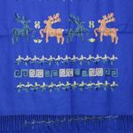 Fashion, accesorii si bijuterii - Femei - Accesorii femei - Esarfe si fulare femei - Esarfa, de dama, Buticcochet, Casmir, cu model ren brodat, 70x180 cm, Albastru - ES1528 - Infinity.ro
