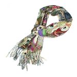 Fashion, accesorii si bijuterii - Femei - Accesorii femei - Esarfe si fulare femei - Esarfa, de dama, Buticcochet, Casmir, 70x170 cm, model cu bufnite, Kaki - ES2783 - Infinity.ro