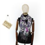 Fashion, accesorii si bijuterii - Femei - Accesorii femei - Esarfe si fulare femei - Esarfa, de dama, Buticcochet, Casmir, 70x170 cm, model cu bufnite, Negru - ES2781 - Infinity.ro