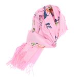 Fashion, accesorii si bijuterii - Femei - Accesorii femei - Esarfe si fulare femei - Esarfa, de dama, Buticcochet, Casmir, cu model ren brodat, 70x180 cm, Roz - ES1530 - Infinity.ro