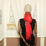 Fashion, accesorii si bijuterii - Femei - Accesorii femei - Esarfe si fulare femei - Esarfa, de dama, Buticcochet, Casmir, cu model ren brodat, 70x180 cm, Rosu - ES1525 - Infinity.ro