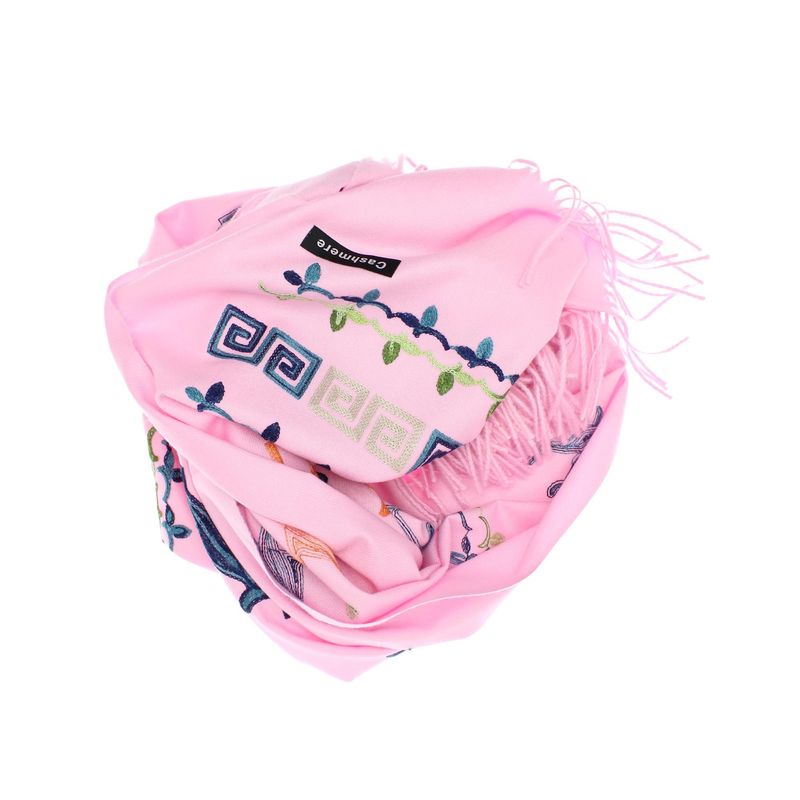 Fashion, accesorii si bijuterii - Femei - Accesorii femei - Esarfe si fulare femei - Esarfa, de dama, Buticcochet, Casmir, cu model ren brodat, 70x180 cm, Roz - ES1530 - Infinity.ro