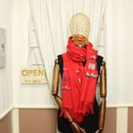 Fashion, accesorii si bijuterii - Femei - Accesorii femei - Esarfe si fulare femei - Esarfa, de dama, Buticcochet, Casmir, cu model ren brodat, 70x180 cm, Rosu - ES1525 - Infinity.ro