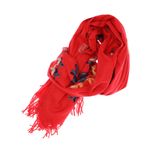 Fashion, accesorii si bijuterii - Femei - Accesorii femei - Esarfe si fulare femei - Esarfa, de dama, Buticcochet, Casmir, cu model ren brodat, 70x180 cm, Rosu - ES1525 - Infinity.ro