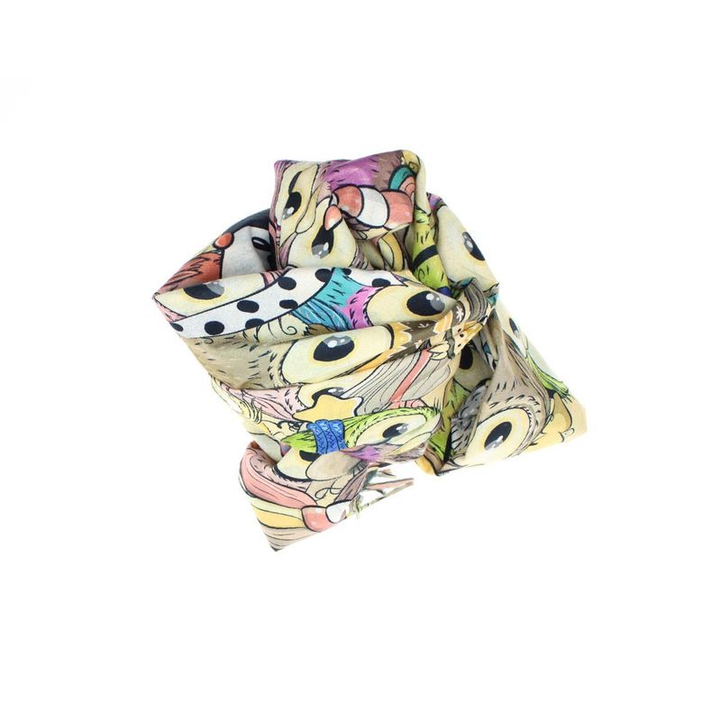 Fashion, accesorii si bijuterii - Femei - Accesorii femei - Esarfe si fulare femei - Esarfa, de dama, Buticcochet, Casmir, 70x170 cm, model cu bufnite, Bej - ES2778 - Infinity.ro