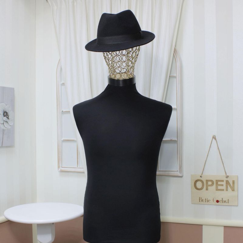 Fashion, accesorii si bijuterii - Barbati - Accesorii barbati - Caciuli si sepci barbati - Palarie barbati, din 100% lana, Negru cu banda textila, Dasteli, marime 55 - PAL512 - Infinity.ro