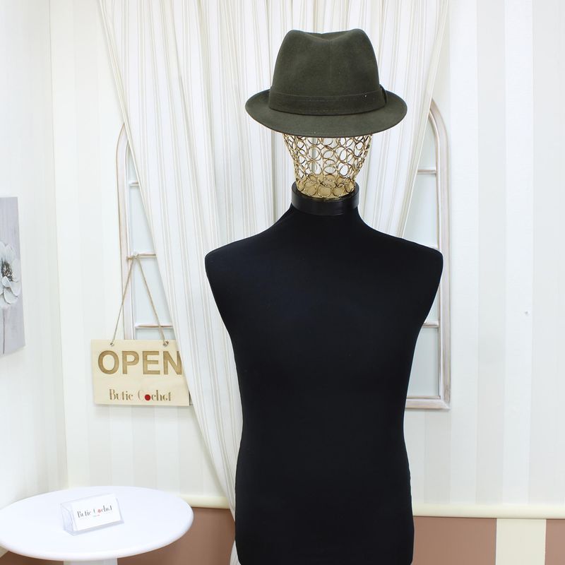 Fashion, accesorii si bijuterii - Barbati - Accesorii barbati - Caciuli si sepci barbati - Palarie barbati, din 100% lana, cu banda decorativa, Dasteli, marime 58, kaki - PAL892 - Infinity.ro