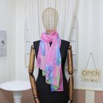 Fashion, accesorii si bijuterii - Femei - Accesorii femei - Esarfe si fulare femei - Esarfa, de dama, Buticcochet, din poliester, imprimeu cu lalele, 150x50 cm, Roz - ES1286 - Infinity.ro