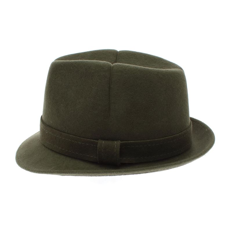 Fashion, accesorii si bijuterii - Barbati - Accesorii barbati - Caciuli si sepci barbati - Palarie barbati, din 100% lana, cu banda decorativa, Dasteli, marime 53, kaki - PAL887 - Infinity.ro