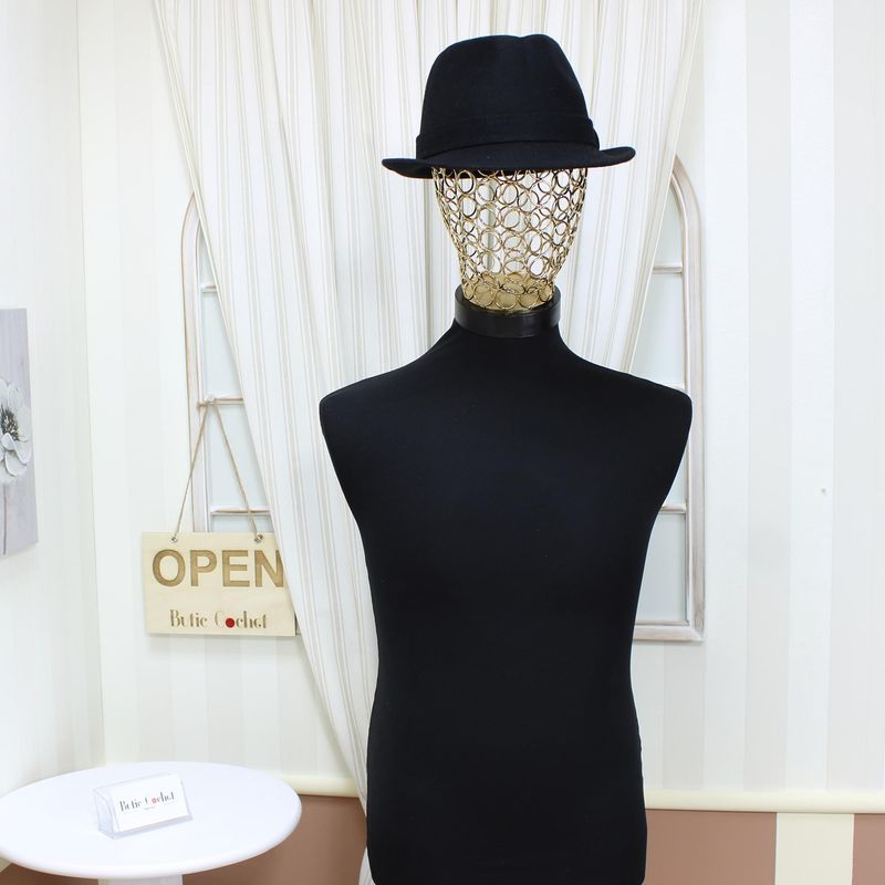 Fashion, accesorii si bijuterii - Barbati - Accesorii barbati - Caciuli si sepci barbati - Palarie barbati, din 100% lana, Negru cu banda textila, Dasteli, marime 53 - PAL871 - Infinity.ro