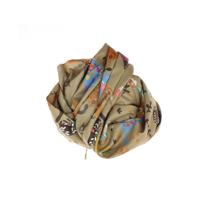 Fashion, accesorii si bijuterii - Femei - Accesorii femei - Esarfe si fulare femei - Esarfa, de dama, Buticcochet, Casmir, 70x170 cm, model cu pisici, Maro - ES2772 - Infinity.ro