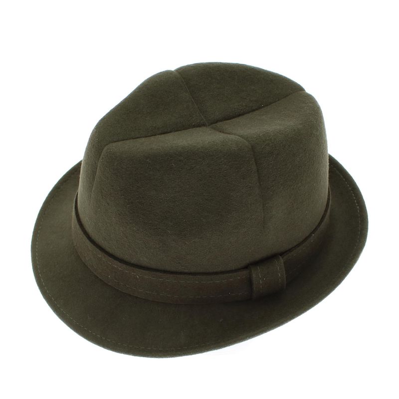 Fashion, accesorii si bijuterii - Barbati - Accesorii barbati - Caciuli si sepci barbati - Palarie barbati, din 100% lana, cu banda decorativa, Dasteli, marime 59, kaki - PAL893 - Infinity.ro
